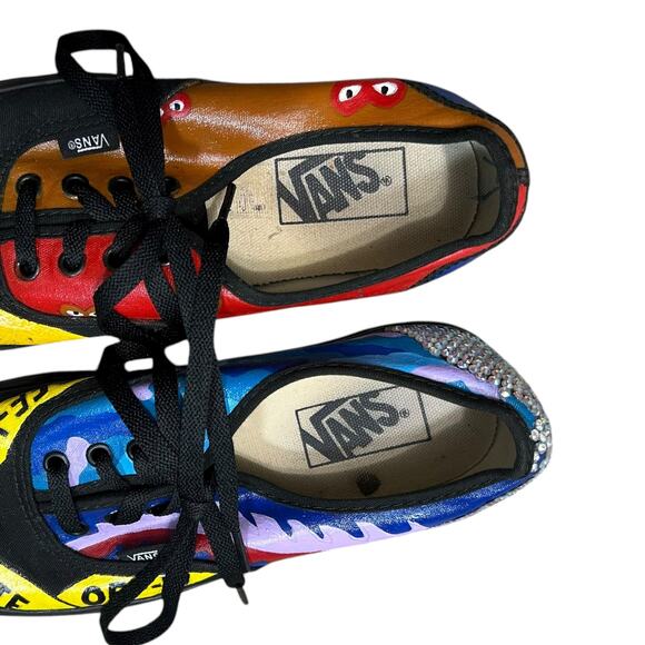 VANS Custom Painted Low Top Sneakers Unisex M6/W7.5 Off White Comme Des Garcons - Picture 3 of 9